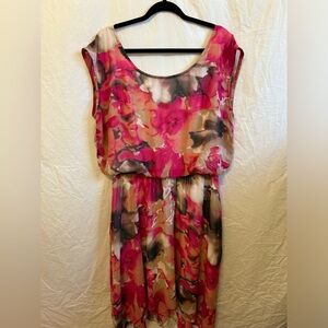 DressBarn Short Sleeveless floral Pink and Brown Dress